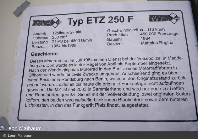 Cottbus - MZ ETZ 250 F - Funkkrad (a.D.)