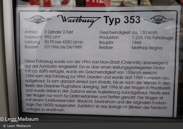 Cottbus - Wartburg 353 - FuStW (a.D.)
