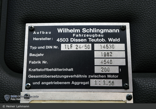 Florian Oldenburg 52/14 - Typenschild (a.D.)