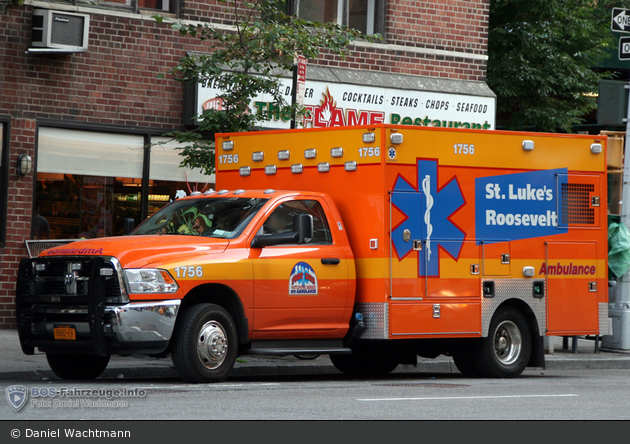NYC - Manhattan - St. Luke's Roosevelt Hospital Ambulance Service - Ambulance 1756 - RTW